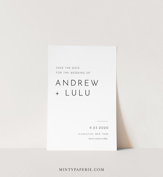 Save the Date Template Save the Date Card Template DIY Modern Minimalist Save  the Date Lola 2 Designs Incl 