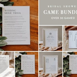 MEGA Bridal Shower Game Bundle, 36 Games, Minimalist Wedding Shower Games, 100% Editable Templates, Instant Download, Templett #0026BGB