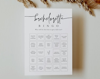 Junggesellinnenabschied Bingo, Junggesellinnenabschied Spiel, minimal, schmutziges Bingo, bearbeitbare Vorlage, anpassen, Sofort Download, 5x7 #0009-109BACH