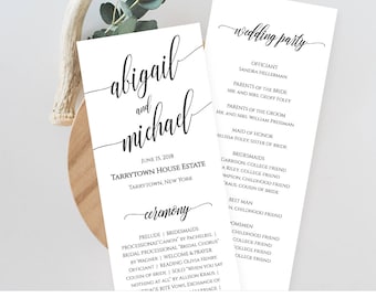 Wedding Program Template, Printable Order of Service, Ceremony Program, Instant Download, Editable Template, Digital, Templett #020-209WP
