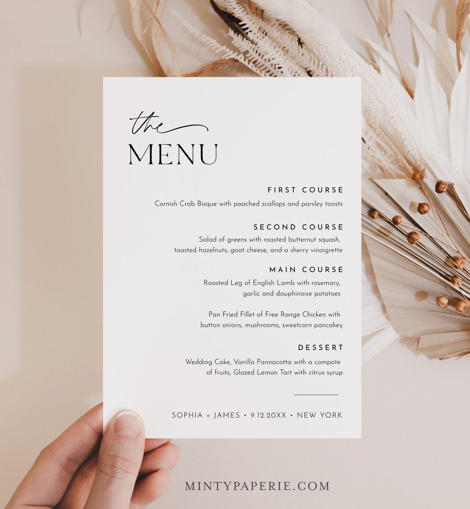 Dinner and Drink Menu Template Printable Modern Wedding Etsy