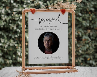 Reserved Seating, In Loving Memory Sign, Minimalist Wedding Memorial, Modern, Editable Template, Instant Download, Templett, 8x10 #0009-88S