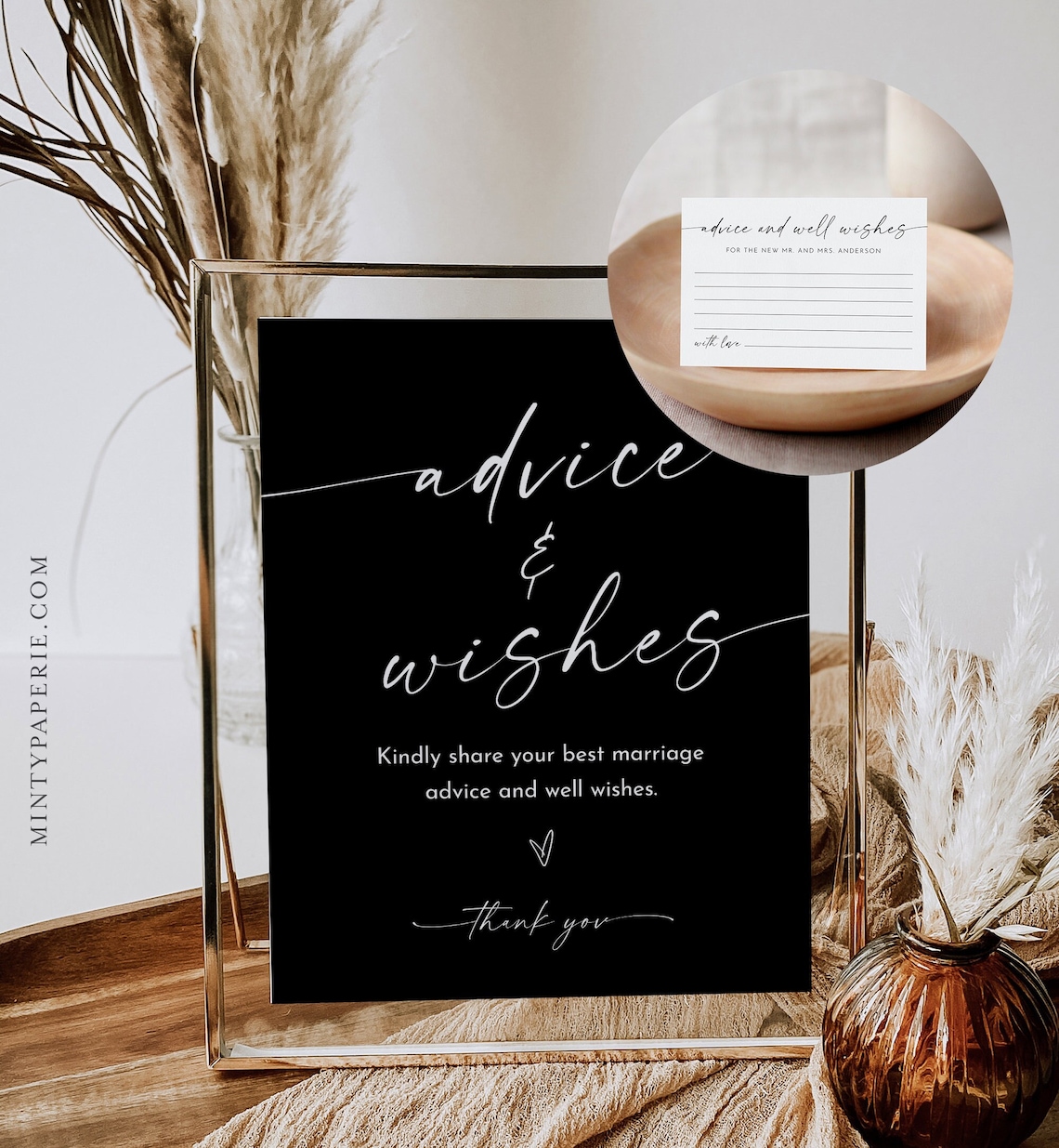 Advice &amp; Wishes Sign and Card Guest Book Printable Well - Etsy