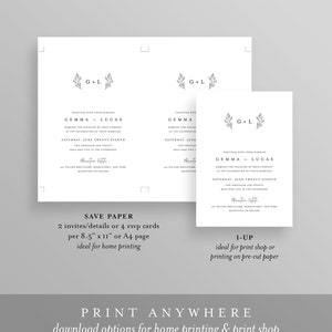 Minimalist Wedding Suite, Simple, Elegant, Clean Wedding Invitation, RSVP, Detail, Editable Template, Instant Download, Templett #095B image 5