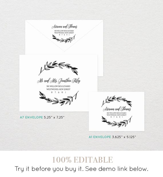 rustic wedding calligraphy envelope template printable a7 envelopes template