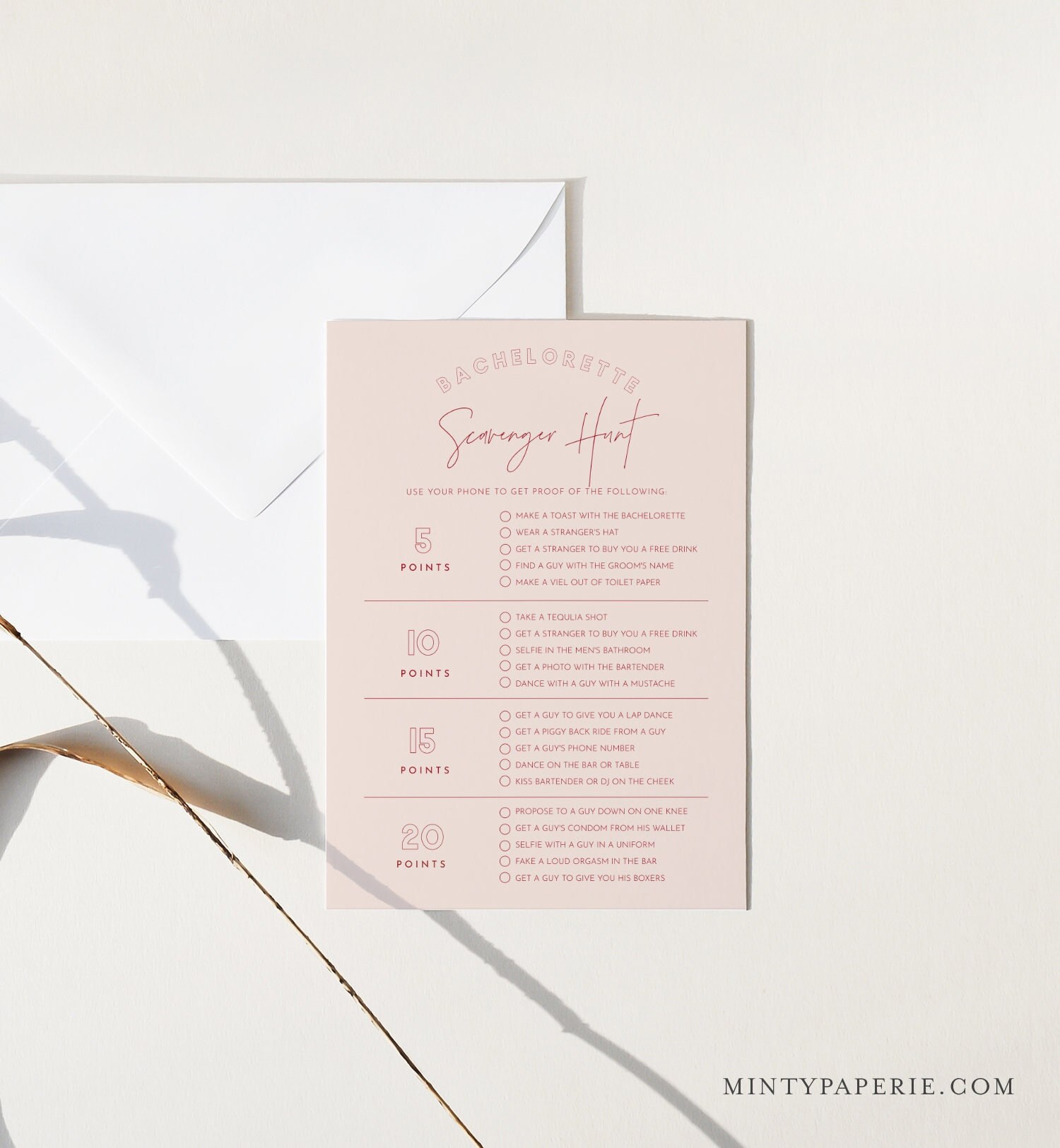 Scavenger Hunt Bachelorette Party Game, Hen Party Game, Modern, Editable  Template, Customize, Instant Download, Templett, 5x7 #055-105BACH