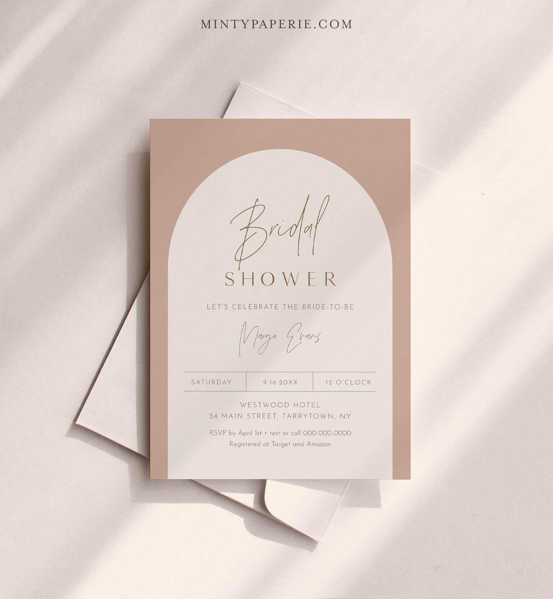 Minimal Arch Bridal Shower Invitation Template Boho image 1