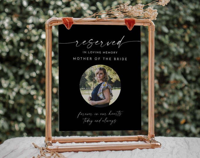 Reserved Seating, In Loving Memory Sign, Minimalist Wedding Memorial, Modern, Editable Template, Instant Download, Templett, 8x10 #0034B-88S