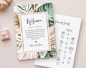 Tropical Welcome Letter & Itinerary Template, Beach Wedding Order of Events, Welcome Bag Timeline, INSTANT DOWNLOAD, Templett #087-135WB