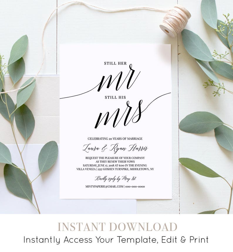  Vow Renewal Invitation Template INSTANT DOWNLOAD Wedding 