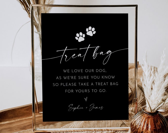 Pet Treat Favor Sign, Biscuit Bar Sign, Dog Treat, Minimalist Wedding Sign, Editable Template, Instant Download, Templett, 8x10 #0034B-39S