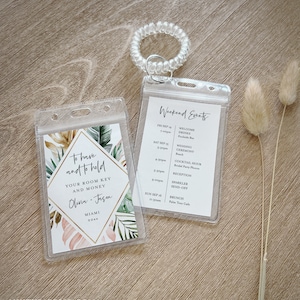 Tropical Room Key Card Tag Template, Itinerary, Agenda, Key Card Pocket, Destination Beach Wedding, Instant Download, Templett #087-108RKH