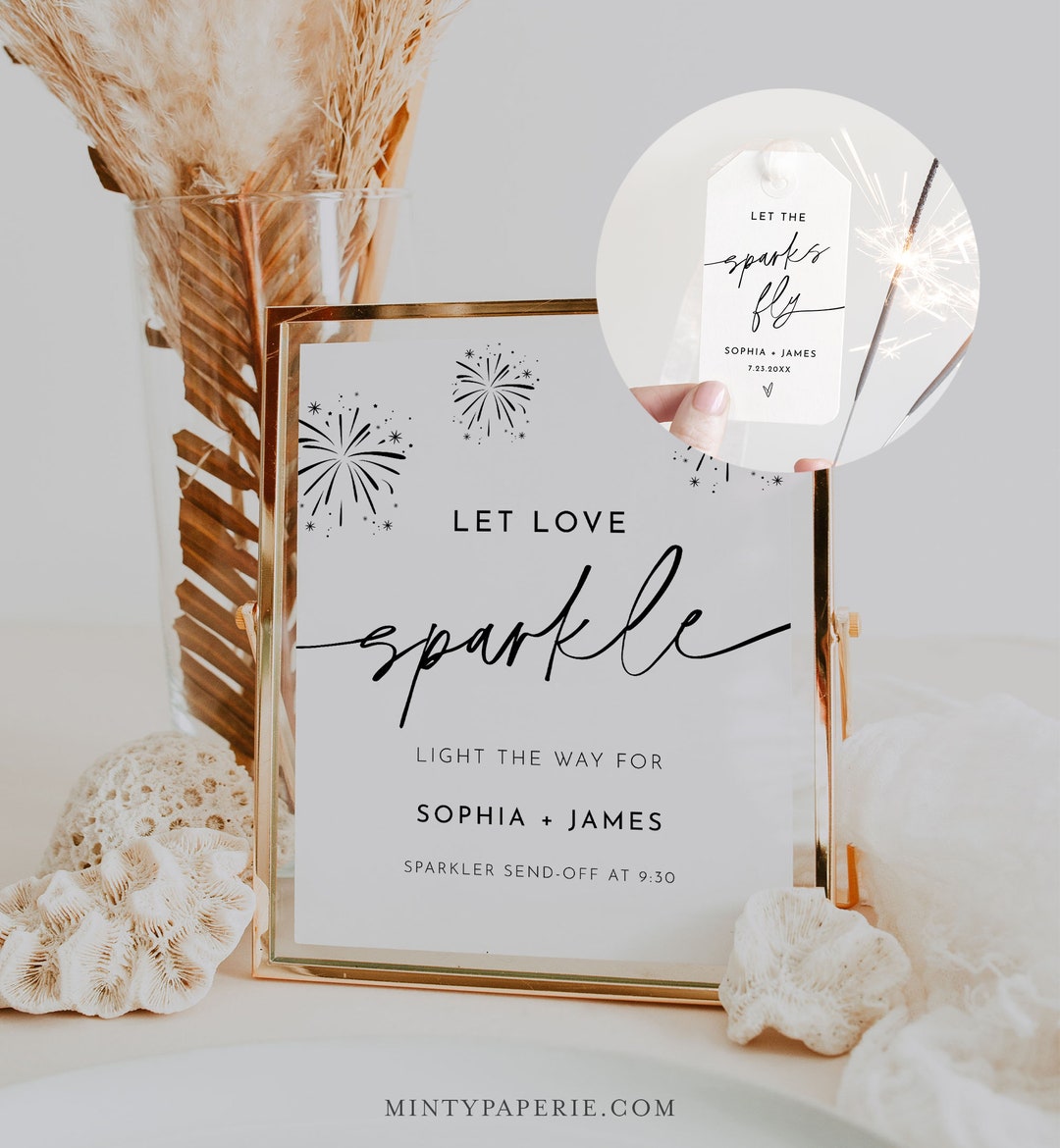 Wedding Send Off Signs Sparkler Send off Sign and Tag, Modern Minimalist Wedding, 100% ...