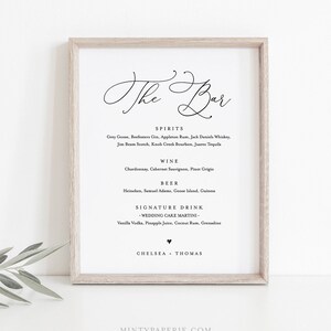 Wedding Bar Menu Template, INSTANT DOWNLOAD, 100% Editable, Printable Signature Drinks Menu, Simple and Modern, 8x10 & 16x20 CHM-02 image 2