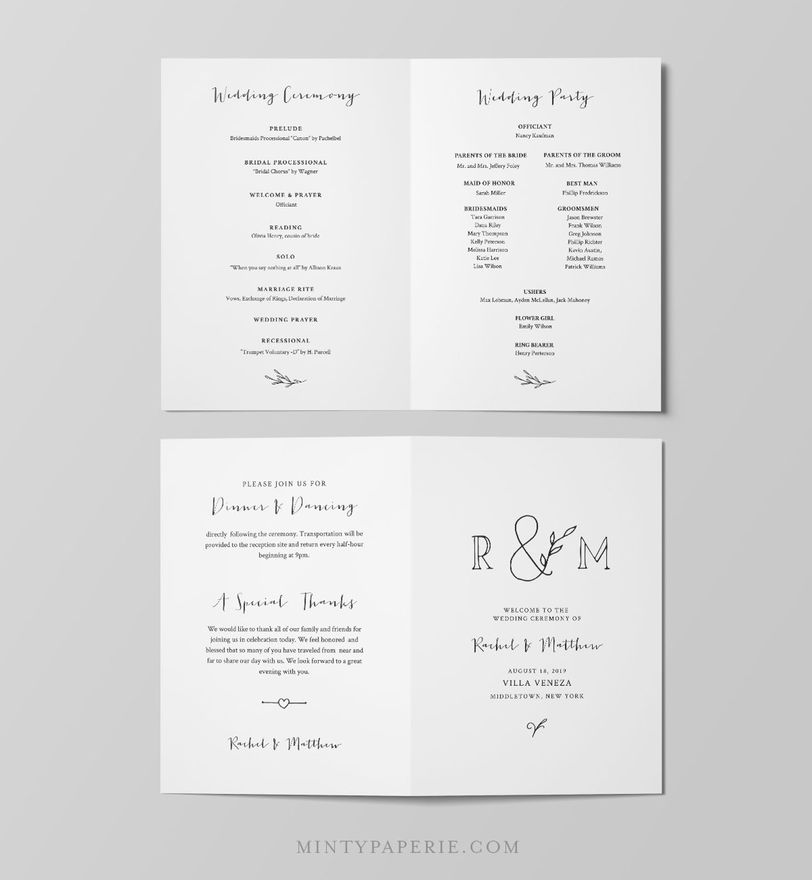 Rustic Wedding Program Template INSTANT DOWNLOAD Order of - Etsy