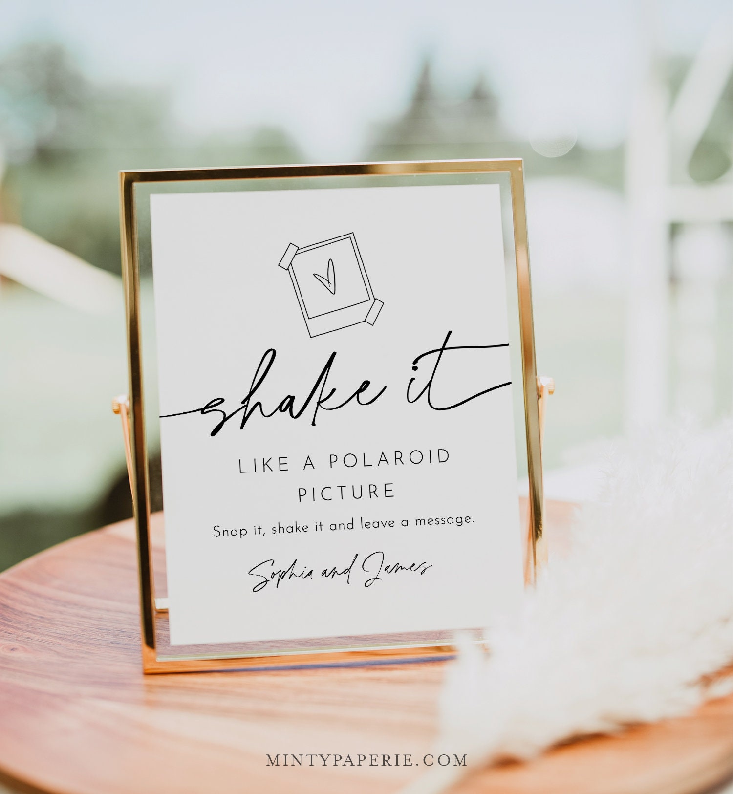 Shake it like a polaroid picture photo guest book sign modern wedding