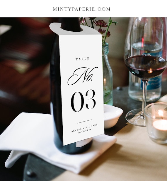 Wine Table Number Card Template Printable Wedding Wine Bottle - Etsy