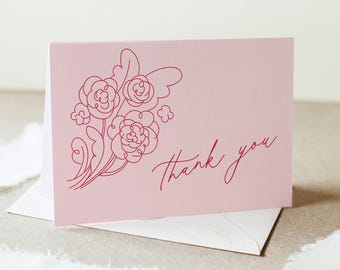 Floral Thank You, Fresh off the Market theme Bridal Shower, Flat & Folded Card, Editable Template, Instant Download, Templett #0058B-238TYC