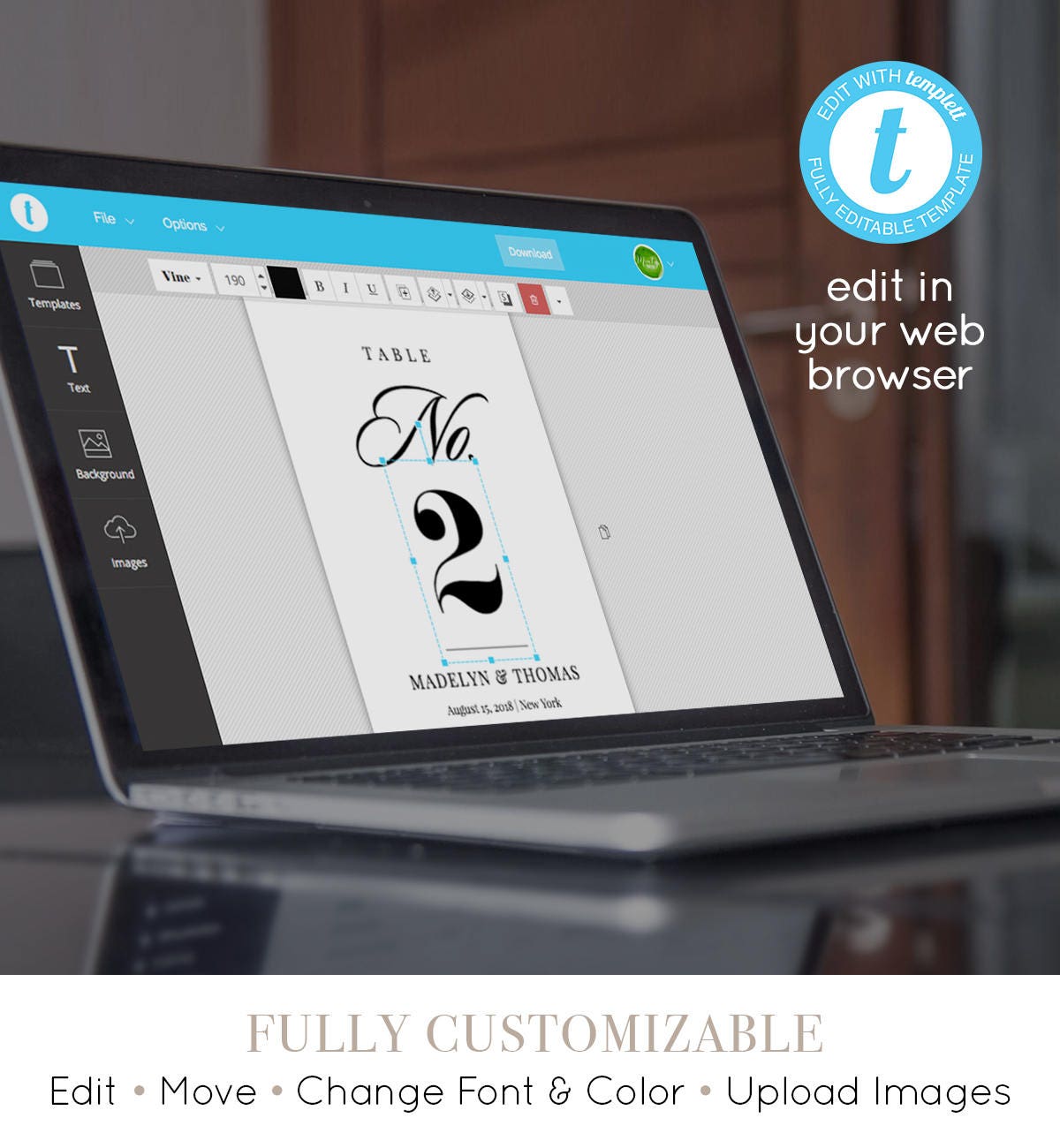 Table number card template printable wedding table number diy