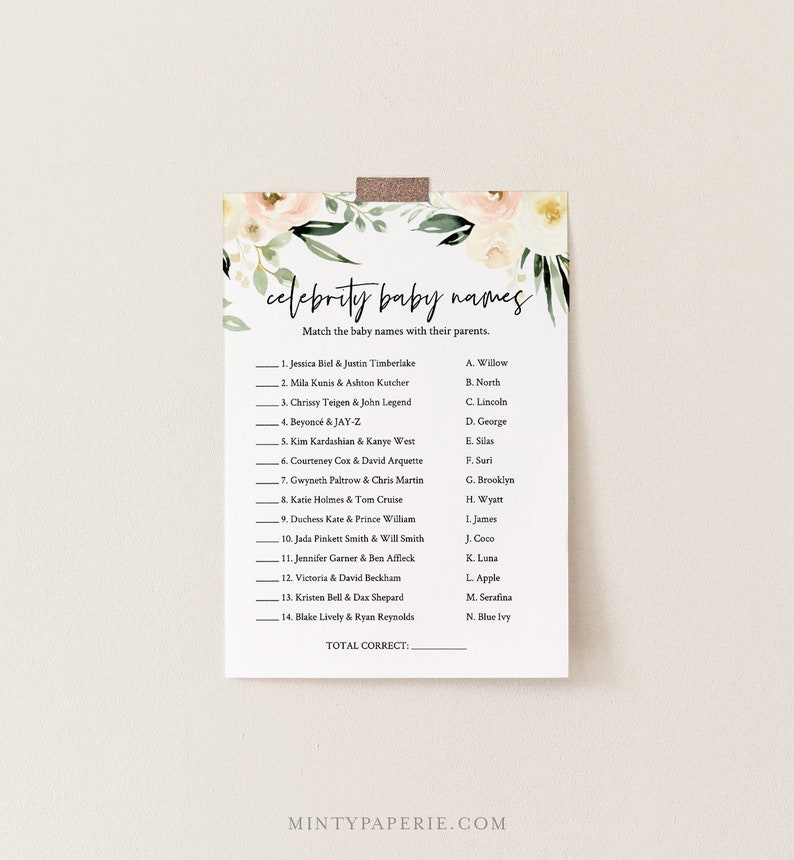 Celeb Youngster Popularity Activity, Printable Boy or girl Shower Activity, Kid Popularity Match, Boho Floral Greenery, Editable Template, Instantaneous Down load #076-154BG photo about Celebrity Baby Name Game Printable named Celeb Youngster Track record Recreation, Printable Boy or girl Shower Sport, Little one Track record Activity, Boho Floral Greenery, Editable Template, Quick Obtain #076-154BG