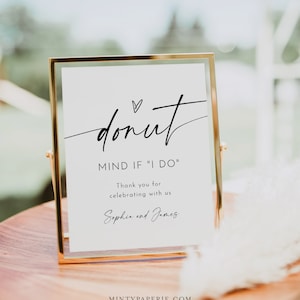 Donut Wedding Favor Sign, Donut Mind If I Do, Donut Bar, Dessert, Minimalist, Editable Template, Instant Download, Templett, 8x10 #0034W-62S
