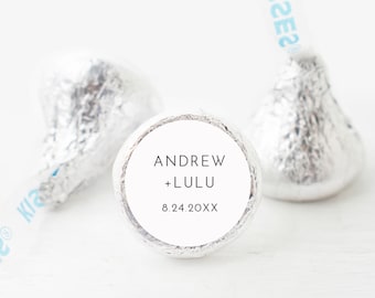 Hershey Kiss Sticker Template, Printable Hershey Kiss Labels, Minimalist Wedding Favor, Editable, Instant Download, Templett #094-103HK
