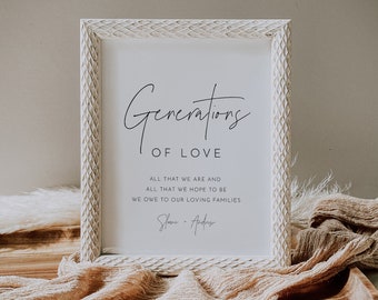 Generations of Love Sign, All That We Are All That We Hope to Be, Wedding Generations Table, Editable Template, Instant, Templett #0026-44S