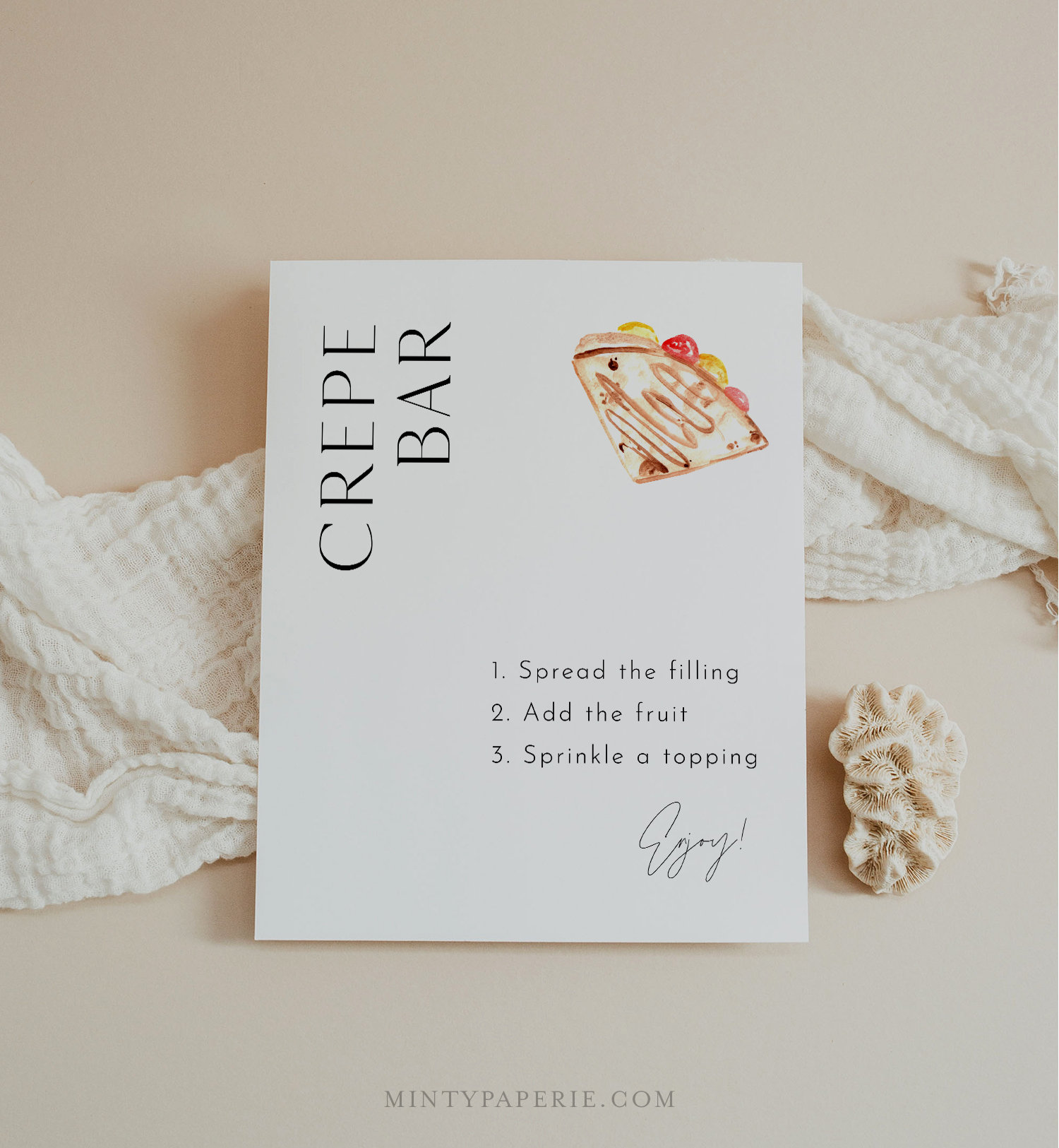 Crepe Bar Sign, Wedding Crepe Station, Bridal Shower Crepe Sign, Pancake,  Dessert Menu, Minimalist, Editable, Instant, Templett #0026B-63S