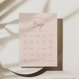Modern Bachelorette Bingo Game, Hen Party Game, Dirty Bingo, Editable Template, Customize, Instant Download, Templett, 5x7 #055-112BACH image 4