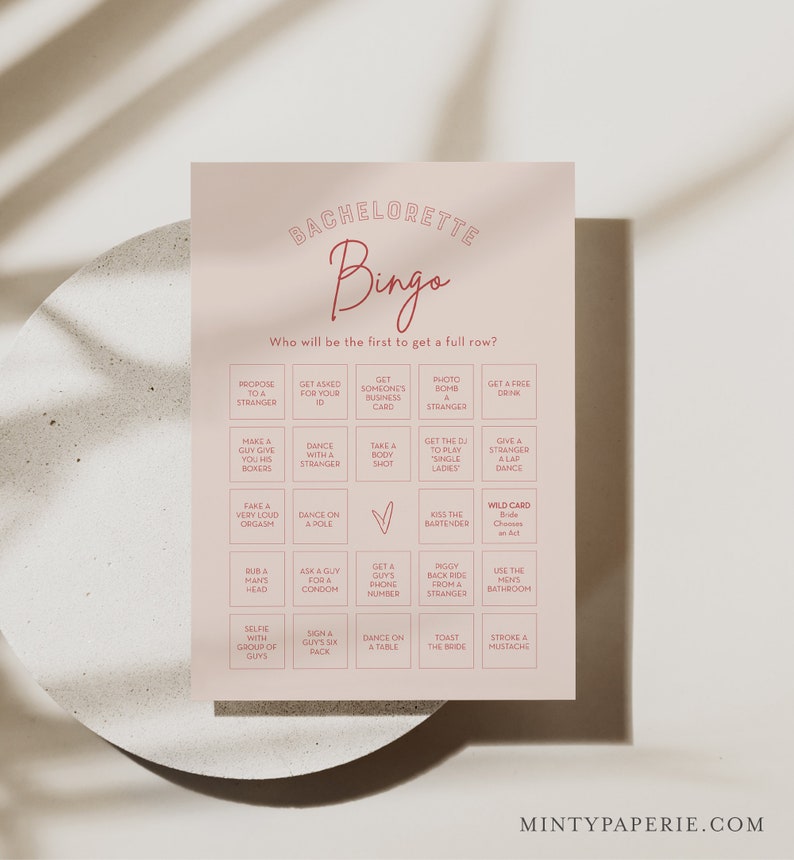 Modern Bachelorette Bingo Game, Hen Party Game, Dirty Bingo, Editable Template, Customize, Instant Download, Templett, 5x7 #055-112BACH image 4