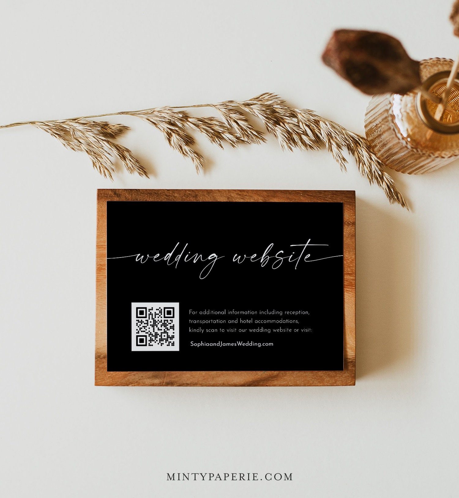 QR Code Wedding Website Cards Gold Foiled Wedding Website 