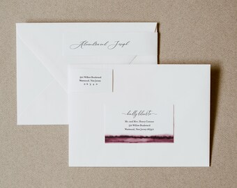 Address Label, Burgundy Watercolor Wedding Envelope Sticker, Return Address Template, INSTANT DOWNLOAD, Editable, Templett #093B-105ENL