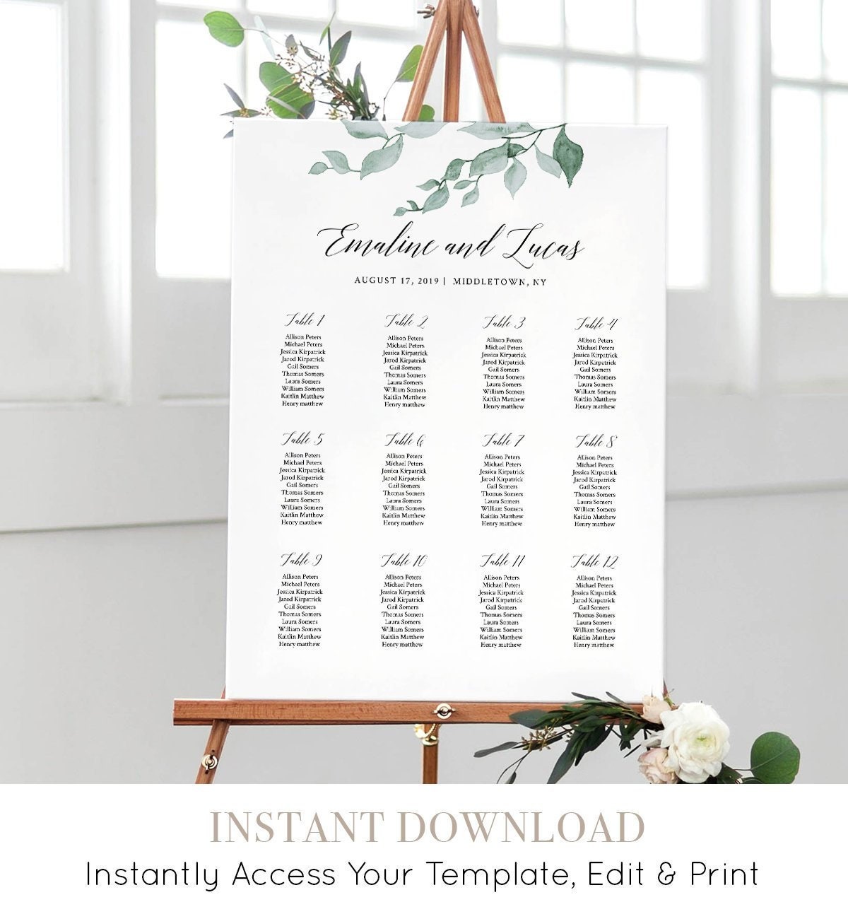 Testing Seating Chart Template