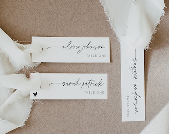 Minimalist Place Card Template, 100% Editable, Printable Skinny Seating Card, Narrow Name Card, Favor Tag, Slim, Templett #0034W-215PC