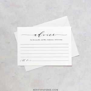 Wedding Advice Card Printable, Editable Template, Minimal Well Wishes ...