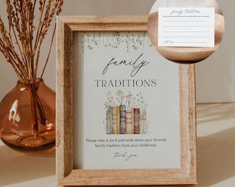 Baby Family Traditions Sign & Card, New Chapter Story Book Baby Shower, Share a Childhood Memory, Editable, Templett #0066-46BAG