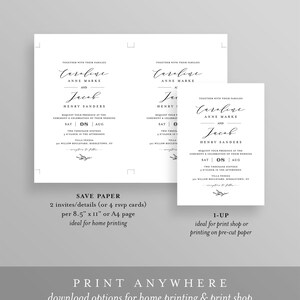 Editable Wedding Invitation Set Template, INSTANT DOWNLOAD, 100% Editable, Minimalist Invite, RSVP & Detail, Printable, Templett #037B image 4