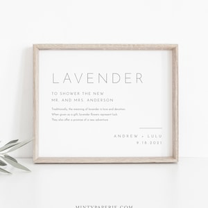 Minimalist Lavender Toss Sign, Editable Template, Printable Modern Wedding Lavender Confetti Send Off, Ceremony Exit, Templett 8x10 #094-05S