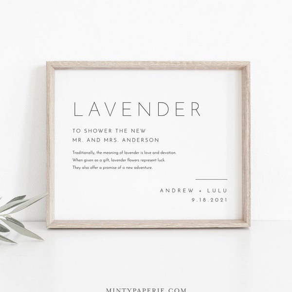 Minimalist Lavender Toss Sign, Editable Template, Printable Modern Wedding Lavender Confetti Send Off, Ceremony Exit, Templett 8x10 #094-05S