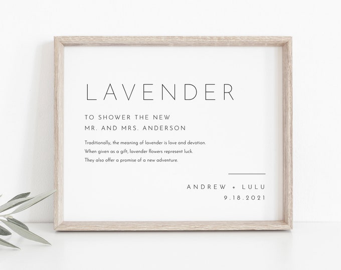 Minimalist Lavender Toss Sign, Editable Template, Printable Modern Wedding Lavender Confetti Send Off, Ceremony Exit, Templett 8x10 #094-05S