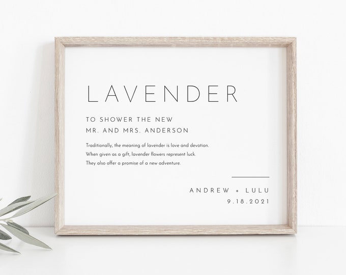 Minimalist Lavender Toss Sign, Editable Template, Printable Modern Wedding Lavender Confetti Send Off, Ceremony Exit, Templett 8x10 #094-05S