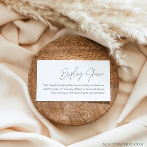 Display Shower Card, Baby Shower, Bridal Shower, Unwrapped Gift Insert, Minimalist, Editable Template, Instant Download, 3.5x2 #0026-105DS