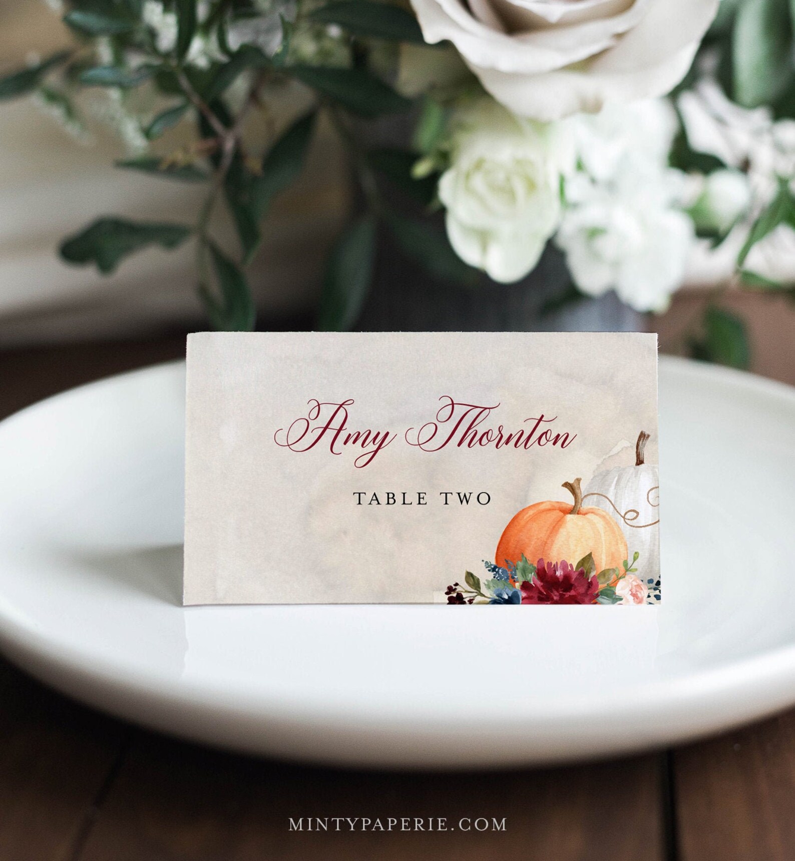 Pumpkin Place Card Template Printable Rustic Fall Wedding - Etsy