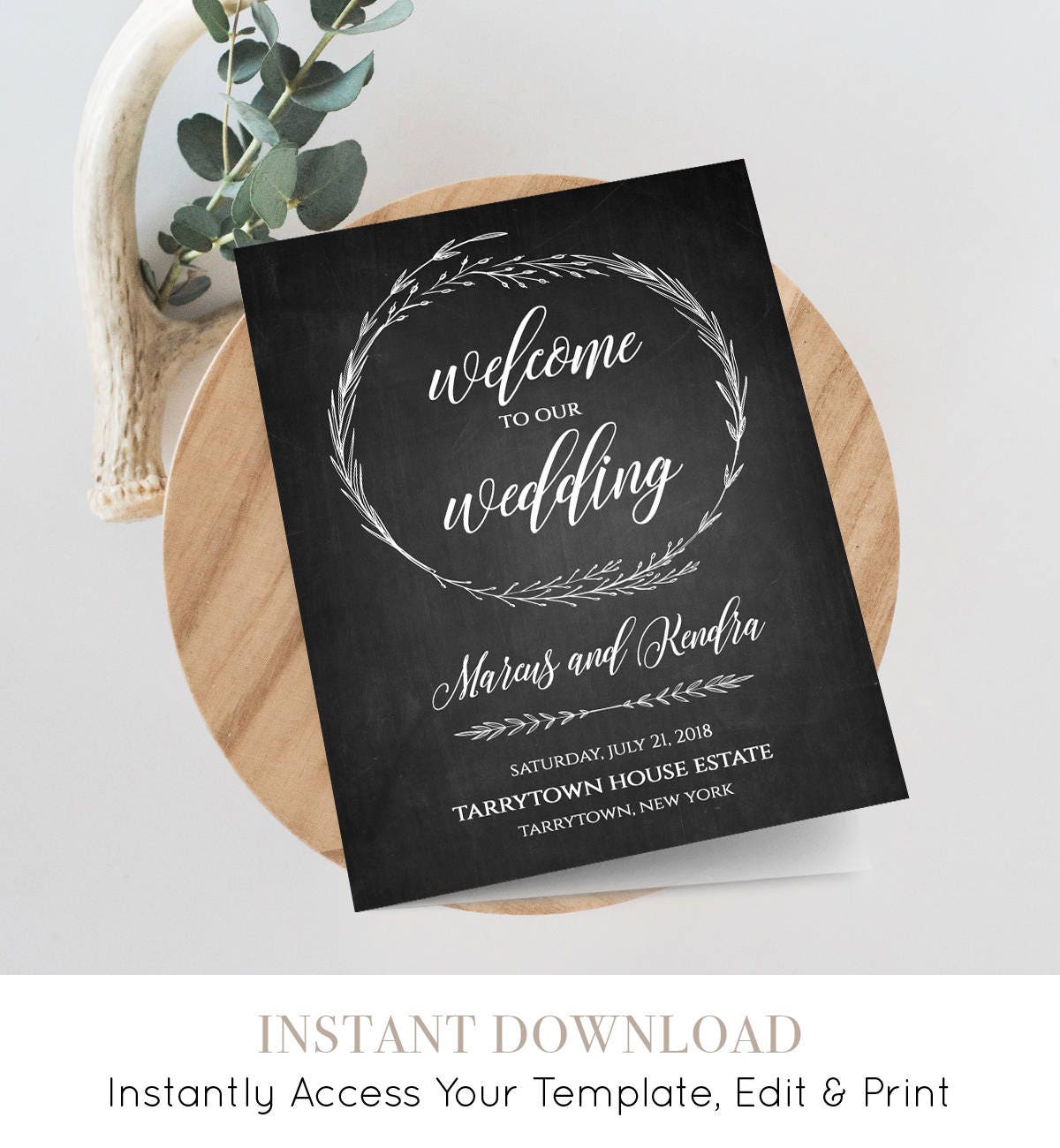 Rustic Wedding Program Template 100 Editable Instant