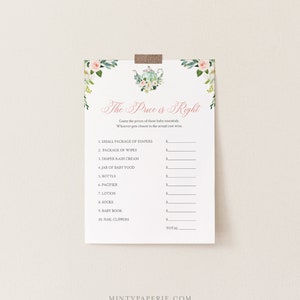 The Price Is Right Baby Shower Game Template, Tea Party Baby Price, Printable, 100% Editable Text, Instant Download, Templett #085-179BASG