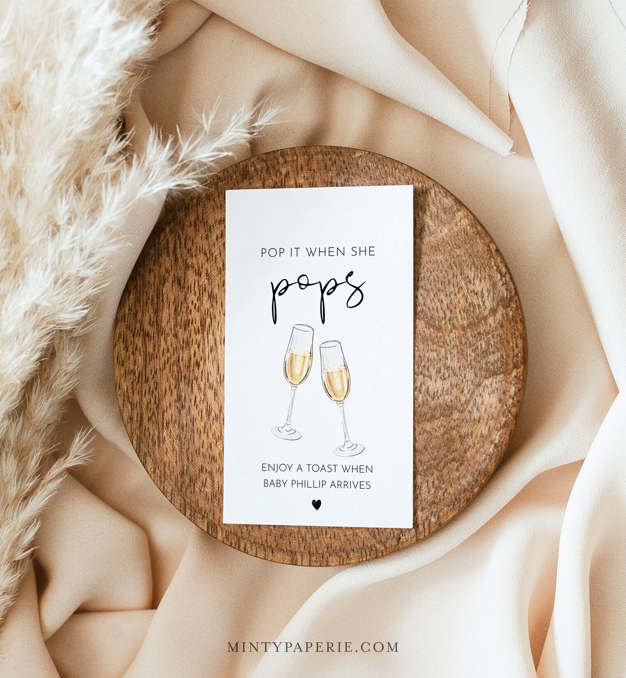 Champagne Favor Tag For Baby Shower Pop It When She Pops Modern