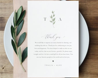 Thank You Letter Template Wedding Reception Thank You Note Etsy India