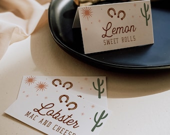 Western Place Card Template, Buffet Card, Food Label, Printable Name Card, Meal Option, Instant Download, Editable, Templett #0040-222PC