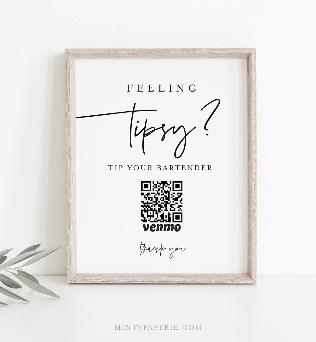 Tip Your Bartender Sign, Feeling Tipsy, Venmo Tip Sign, Wedding Bar Tip ...