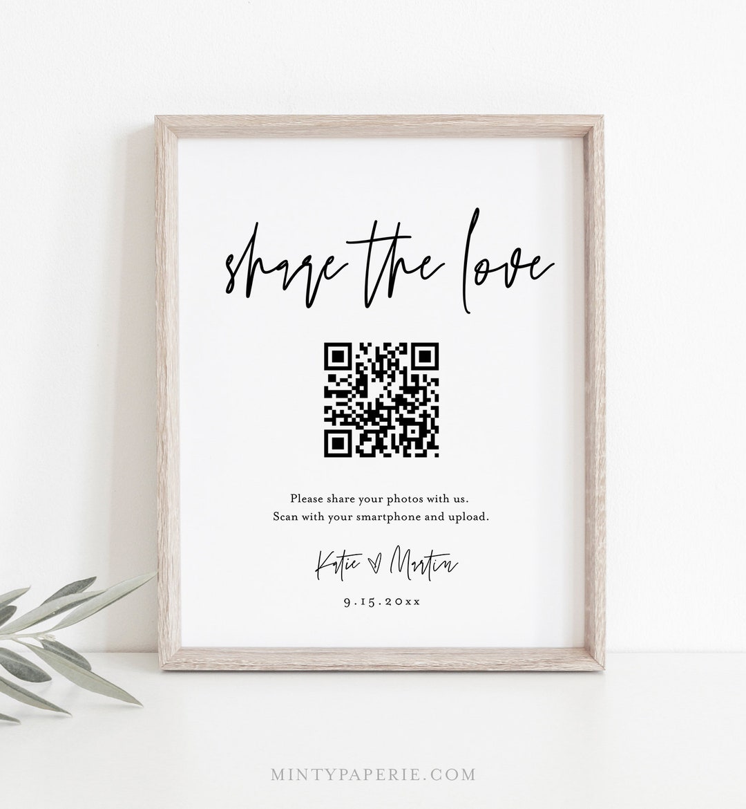Share the Love QR Code Sign, Photo Album Share QR Code, Photo Sharing App,  Google Photos, Editable Template, Templett, 8x10 0009-78S - Etsy